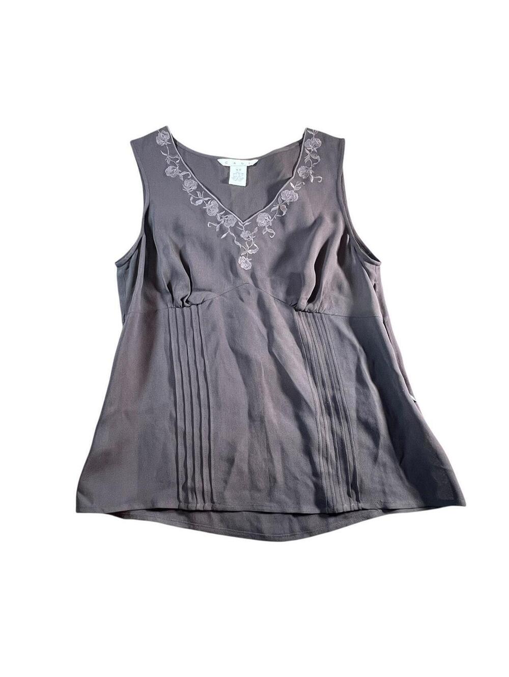 Vintage Cabi Floral Brown Semi Sheer Tank Top